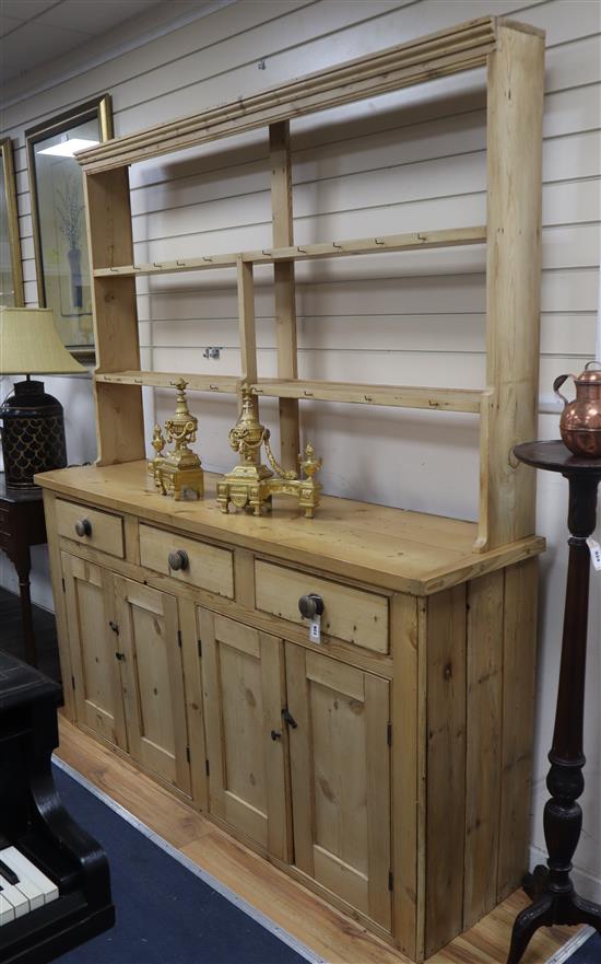 A Victorian stripped pine dresser W.186cm